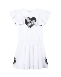 Pegasus dress with Amazon heart print - White