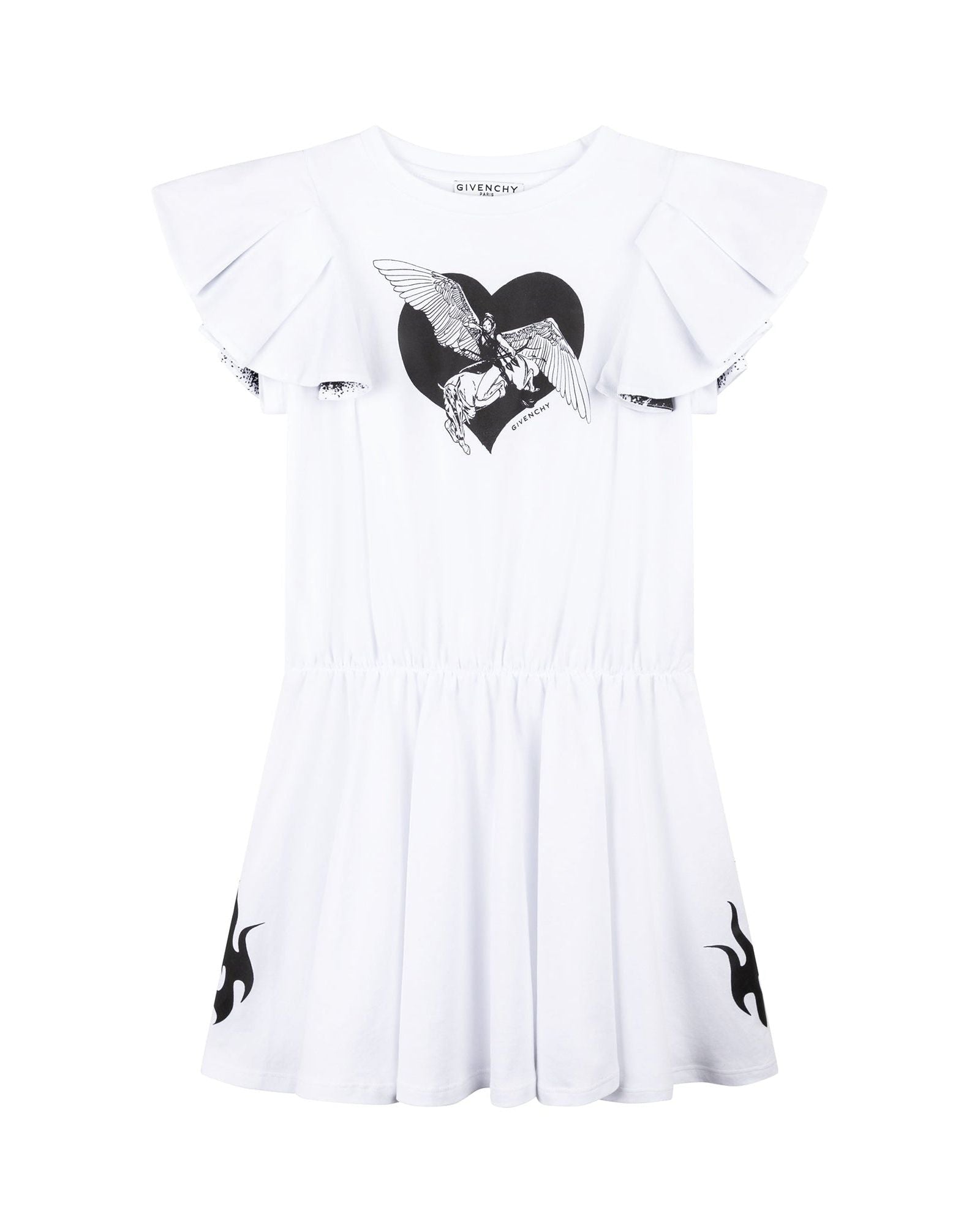 Pegasus dress with Amazon heart print - White