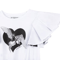 Pegasus dress with Amazon heart print - White