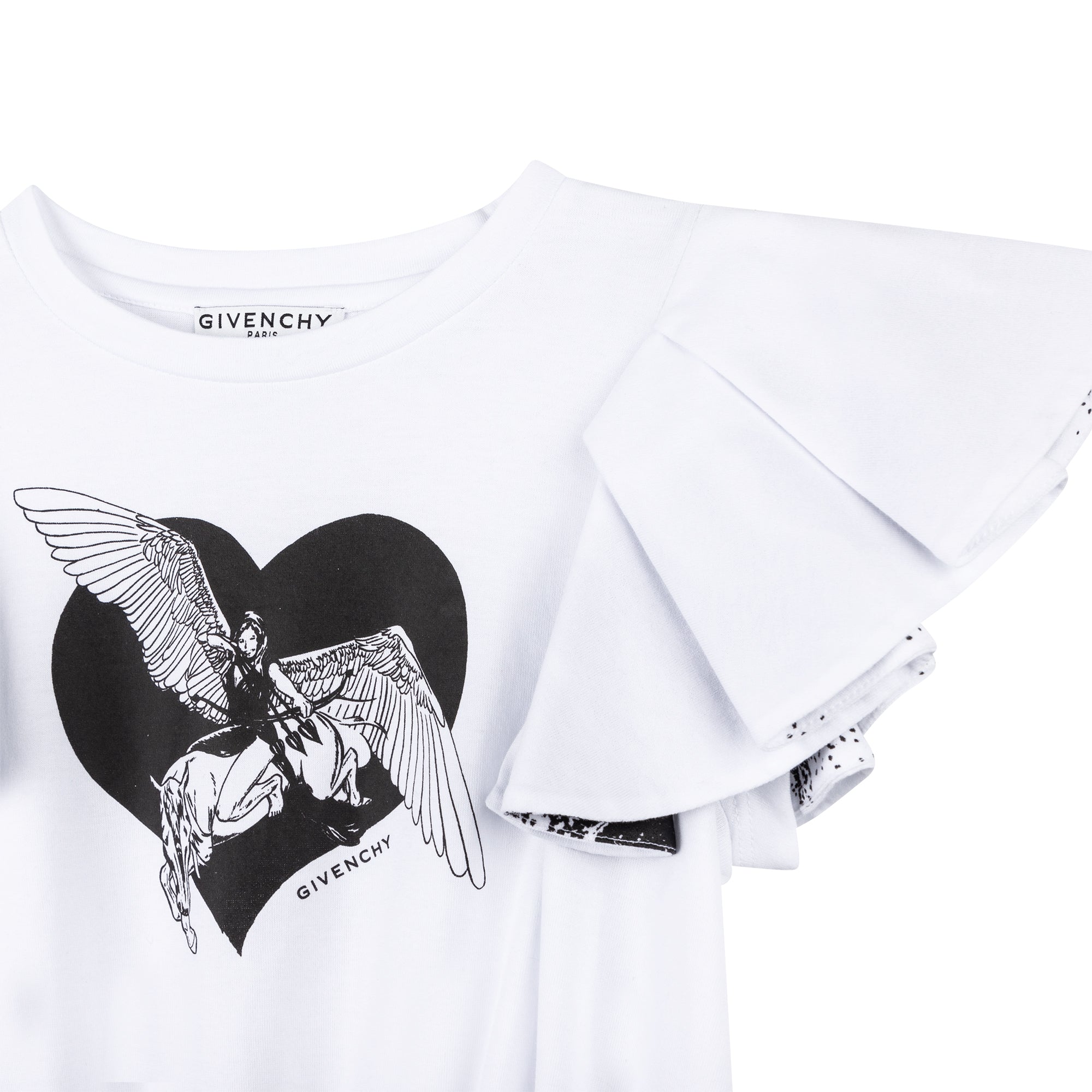 Pegasus dress with Amazon heart print - White