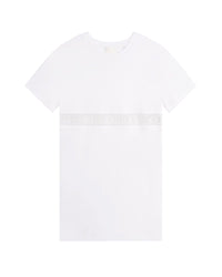 Robe à manches courtes bande en coton - Blanc