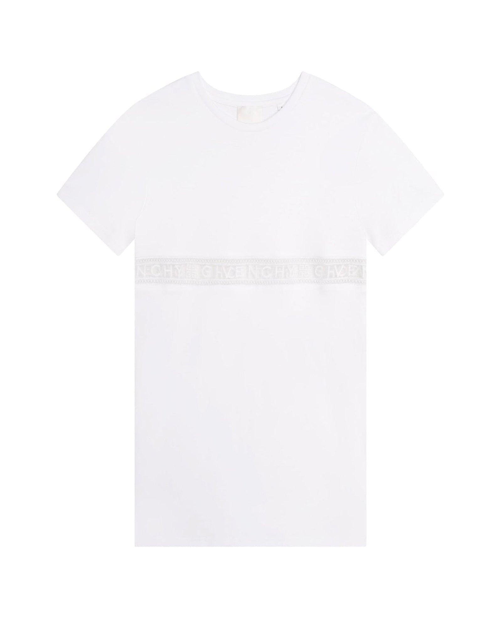 Robe à manches courtes bande en coton - Blanc
