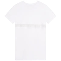 Robe à manches courtes bande en coton - Blanc