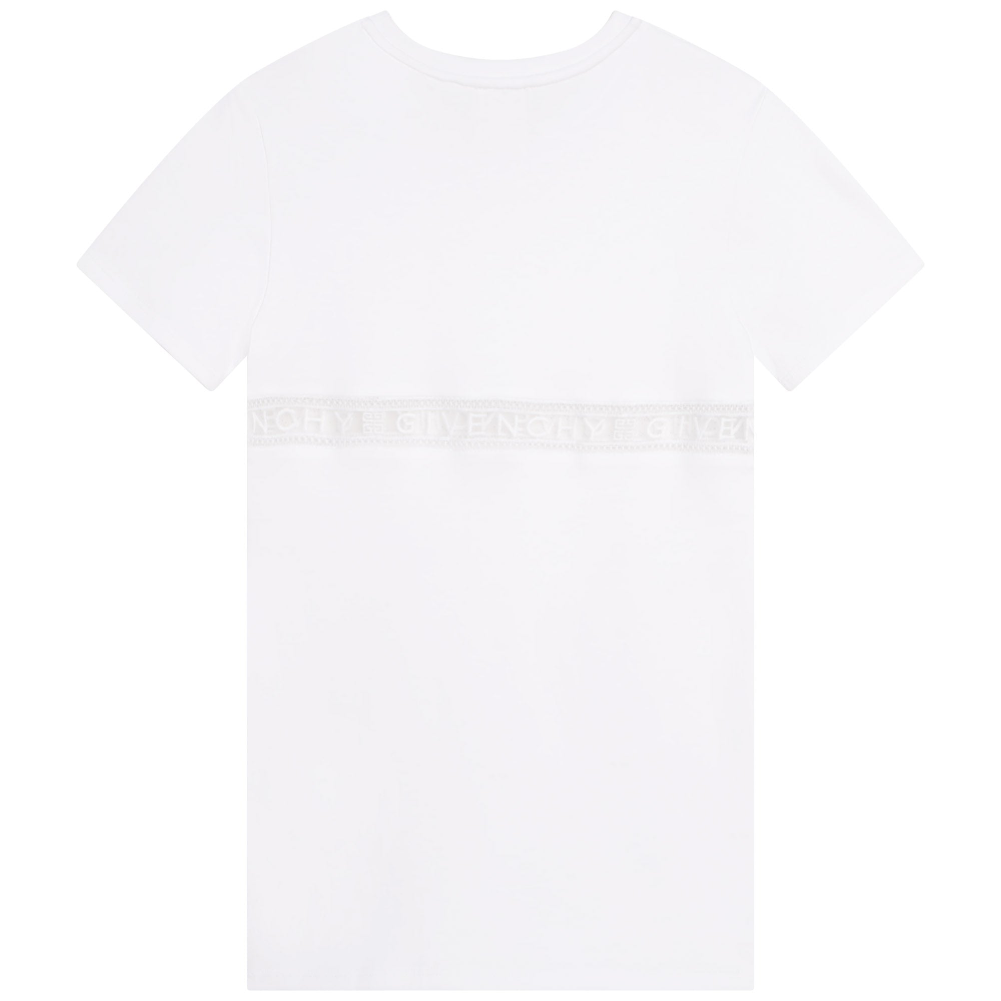 Robe à manches courtes bande en coton - Blanc