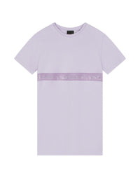 Robe à manches courtes bande en coton - Mauve