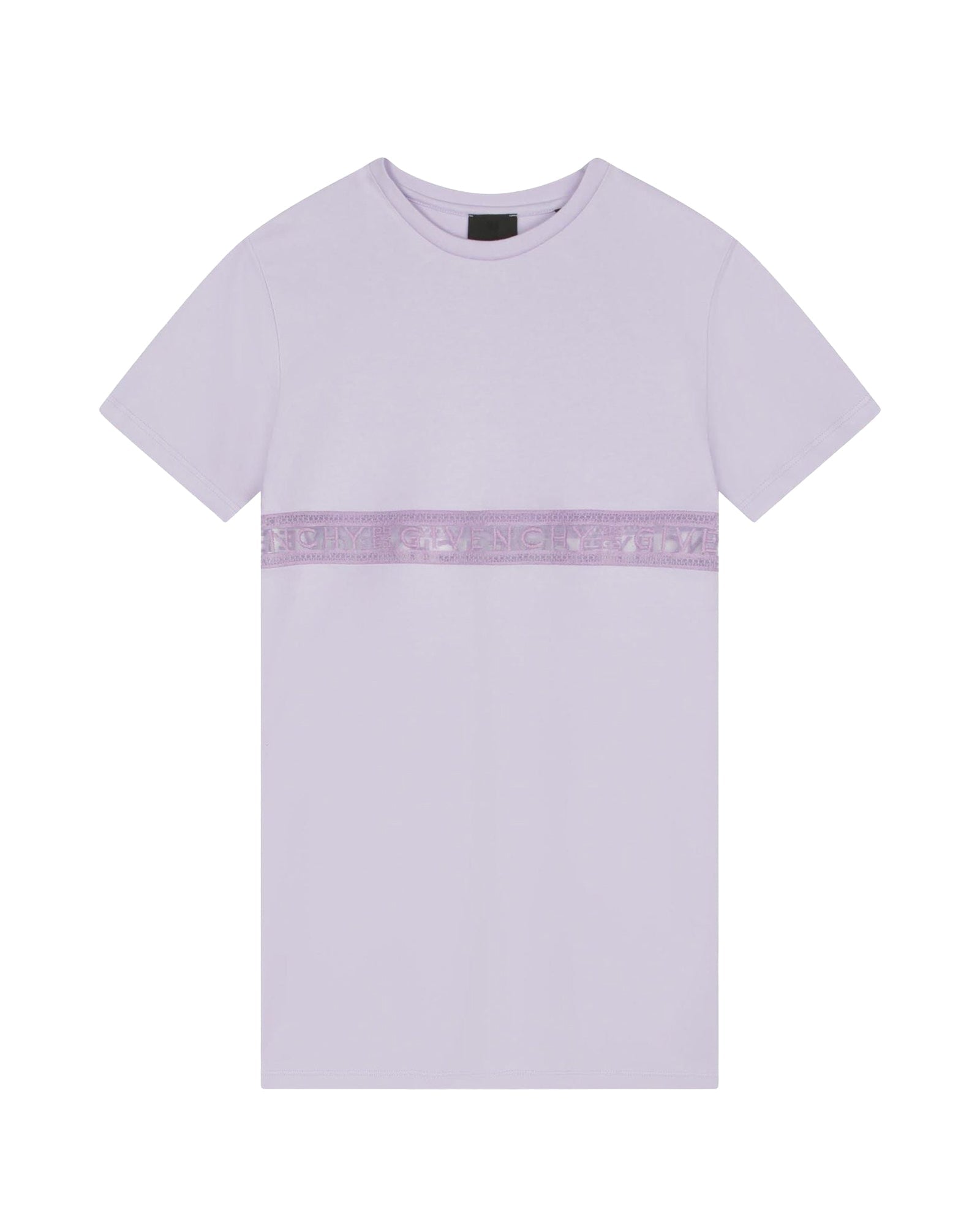 Robe à manches courtes bande en coton - Mauve