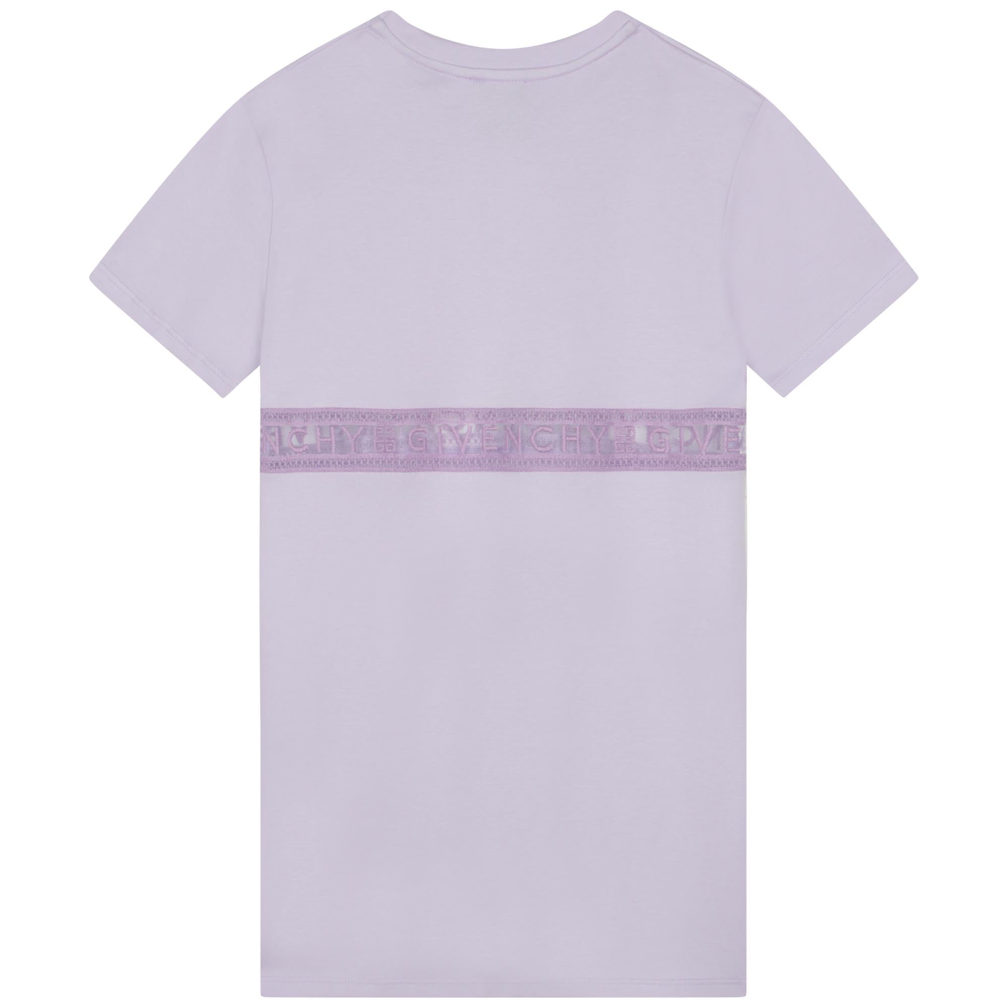 Robe à manches courtes bande en coton - Mauve