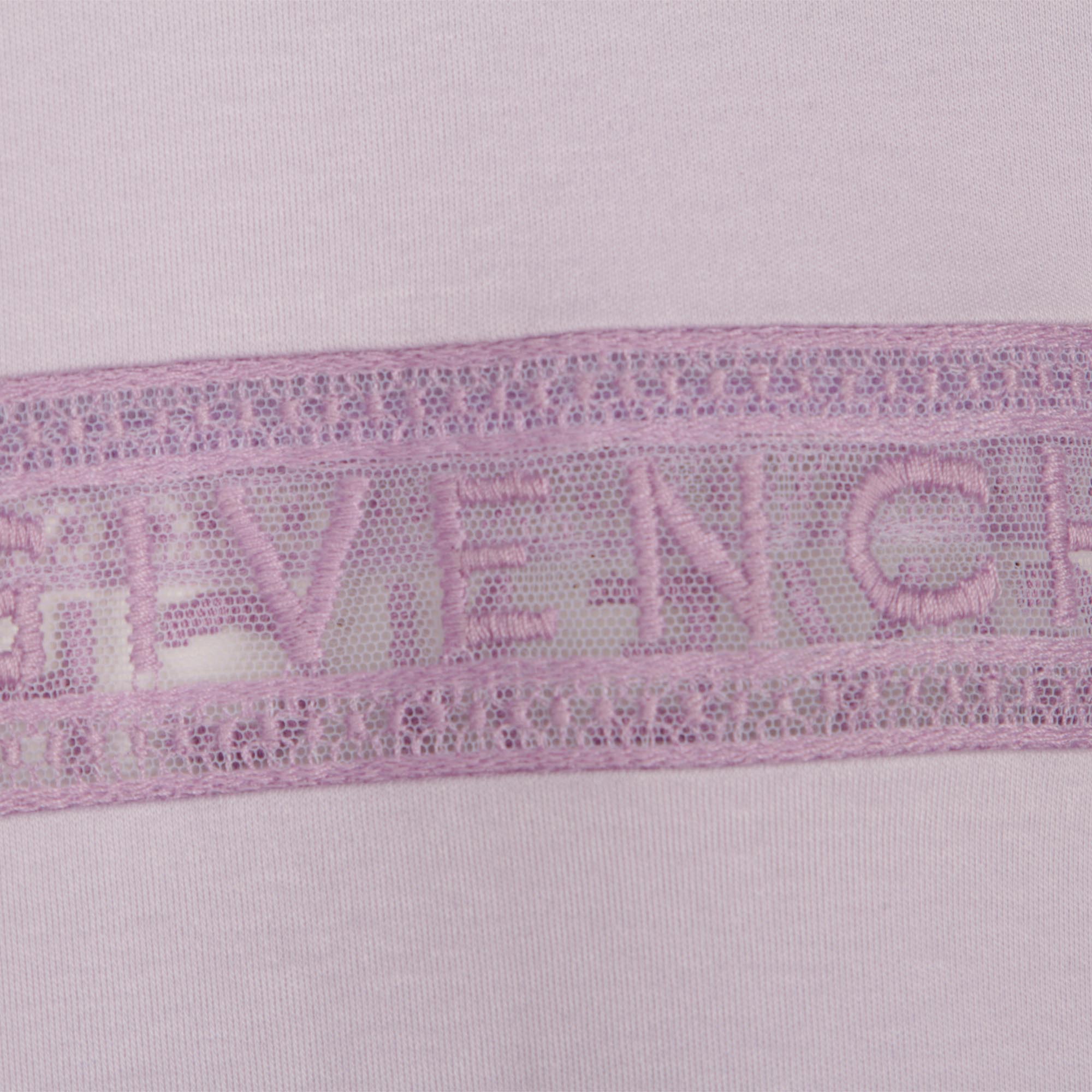 Robe à manches courtes bande en coton - Mauve