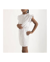 Robe à broderie anglaise en coton - Blanc
