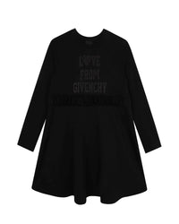 Long-sleeved cotton dress - Black