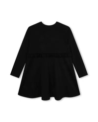 Long-sleeved cotton dress - Black