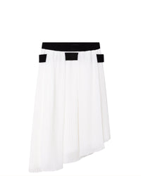Jupe asymétrique en voile plissée - Offwhite