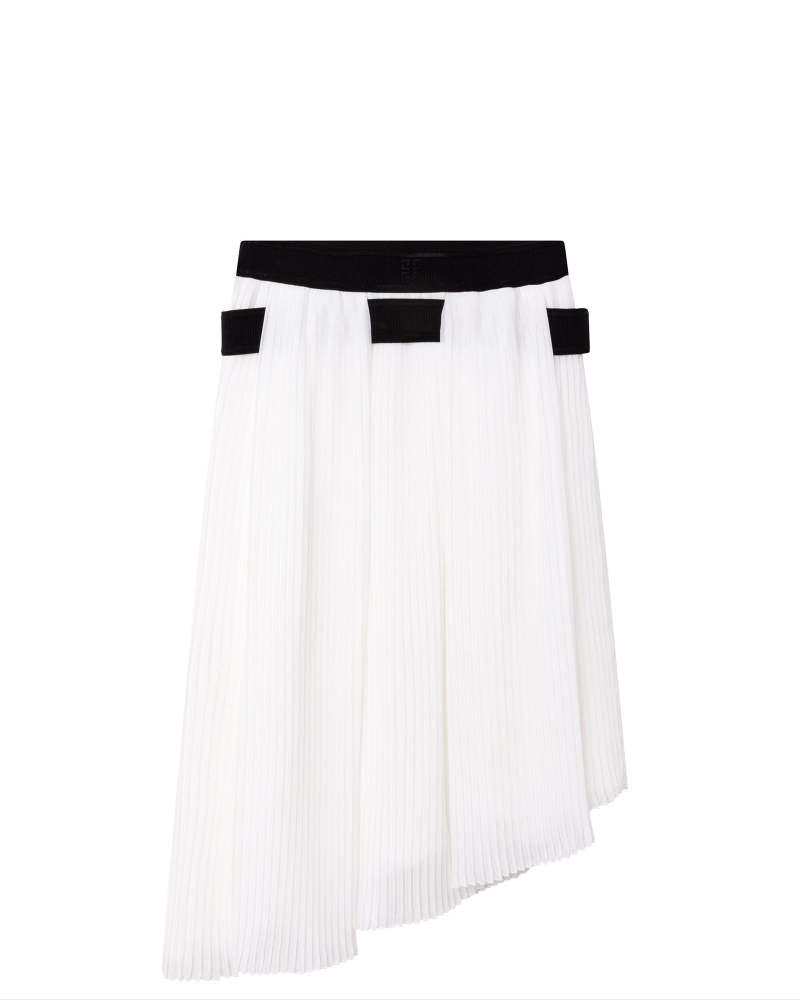 Jupe asymétrique en voile plissée - Offwhite