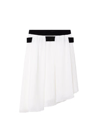 Jupe asymétrique en voile plissée - Off White