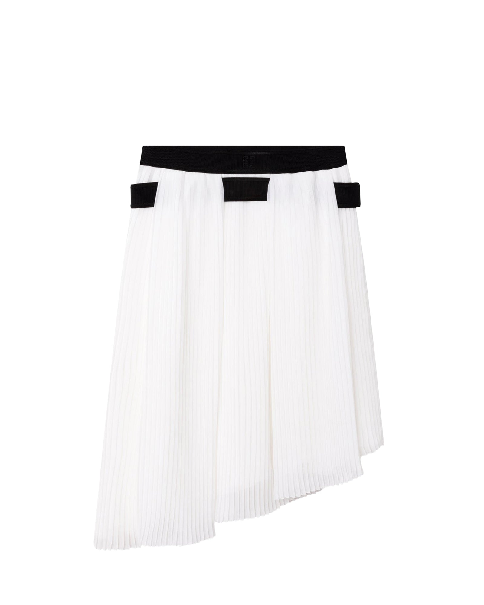 Jupe asymétrique en voile plissée - Off White