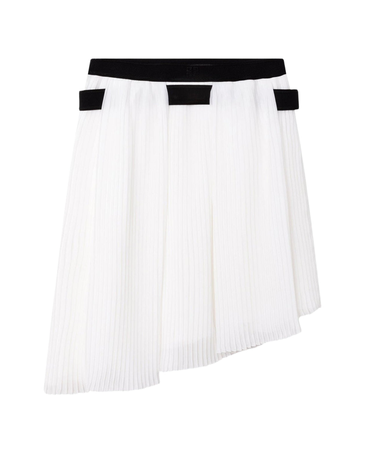Jupe asymétrique en voile plissée - Offwhite