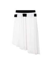 Jupe asymétrique en voile plissée - Offwhite