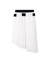 Jupe asymétrique en voile plissée - Offwhite