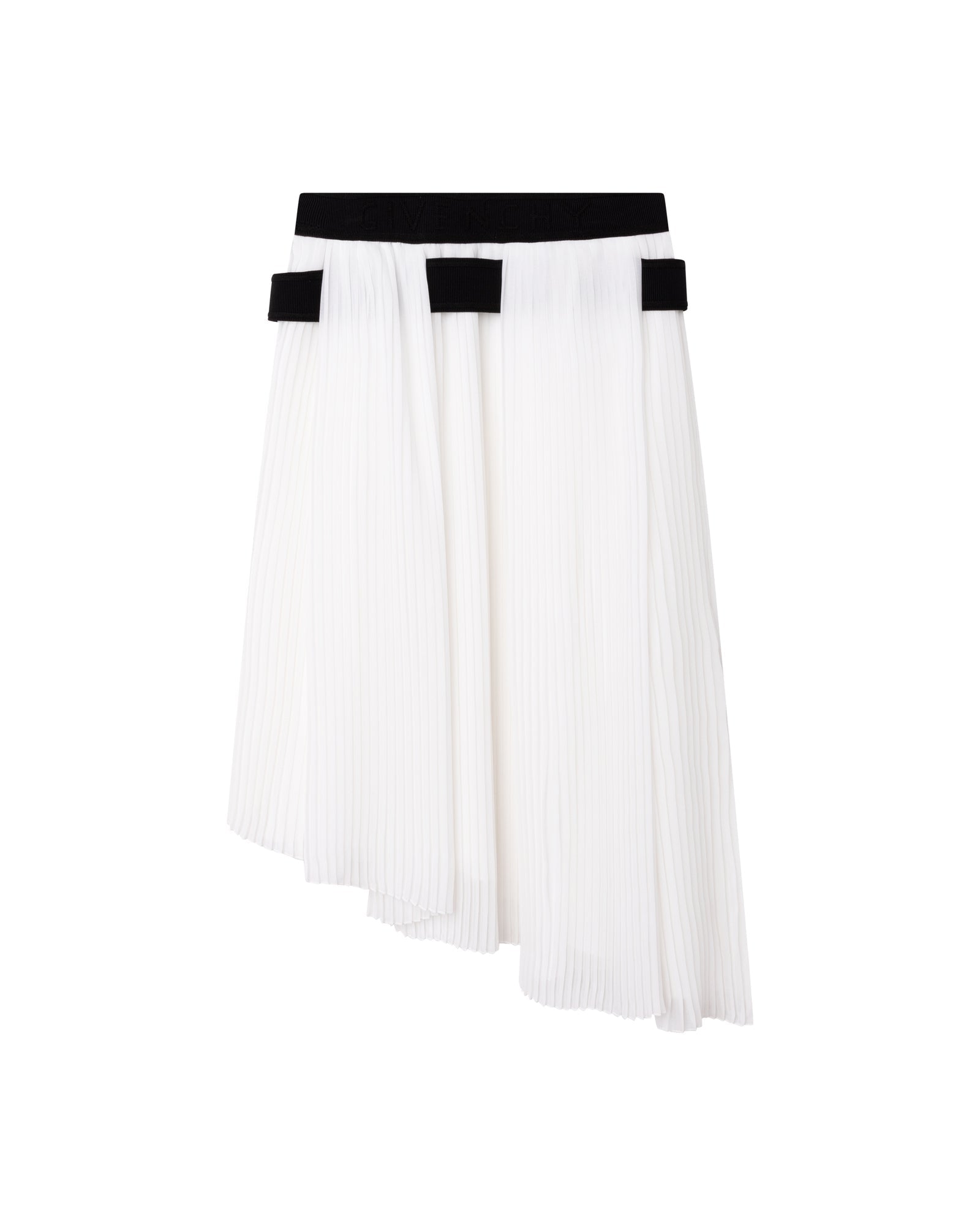 Jupe asymétrique en voile plissée - Off White
