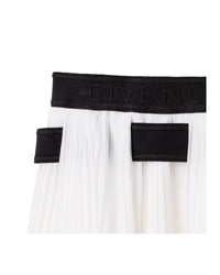 Jupe asymétrique en voile plissée - Offwhite