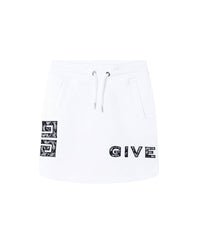 Jupe broderie dentelle en molleton - Blanc