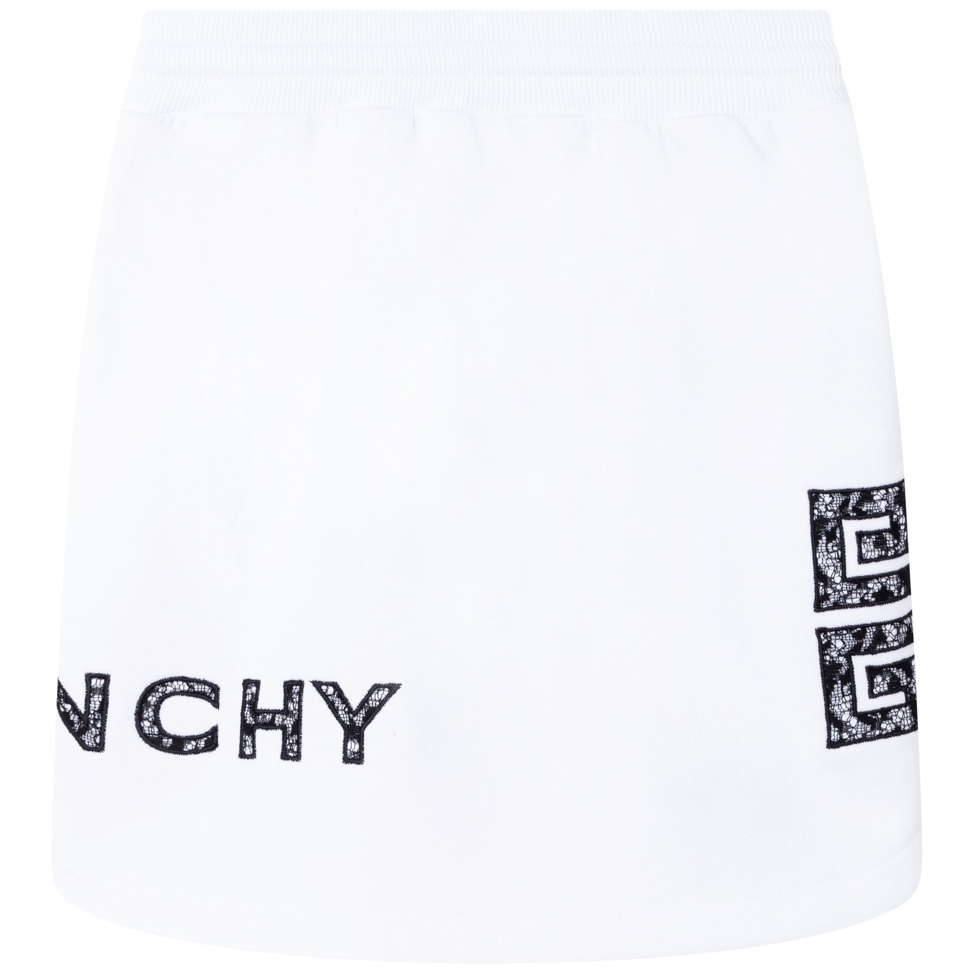 Jupe broderie dentelle en molleton - Blanc