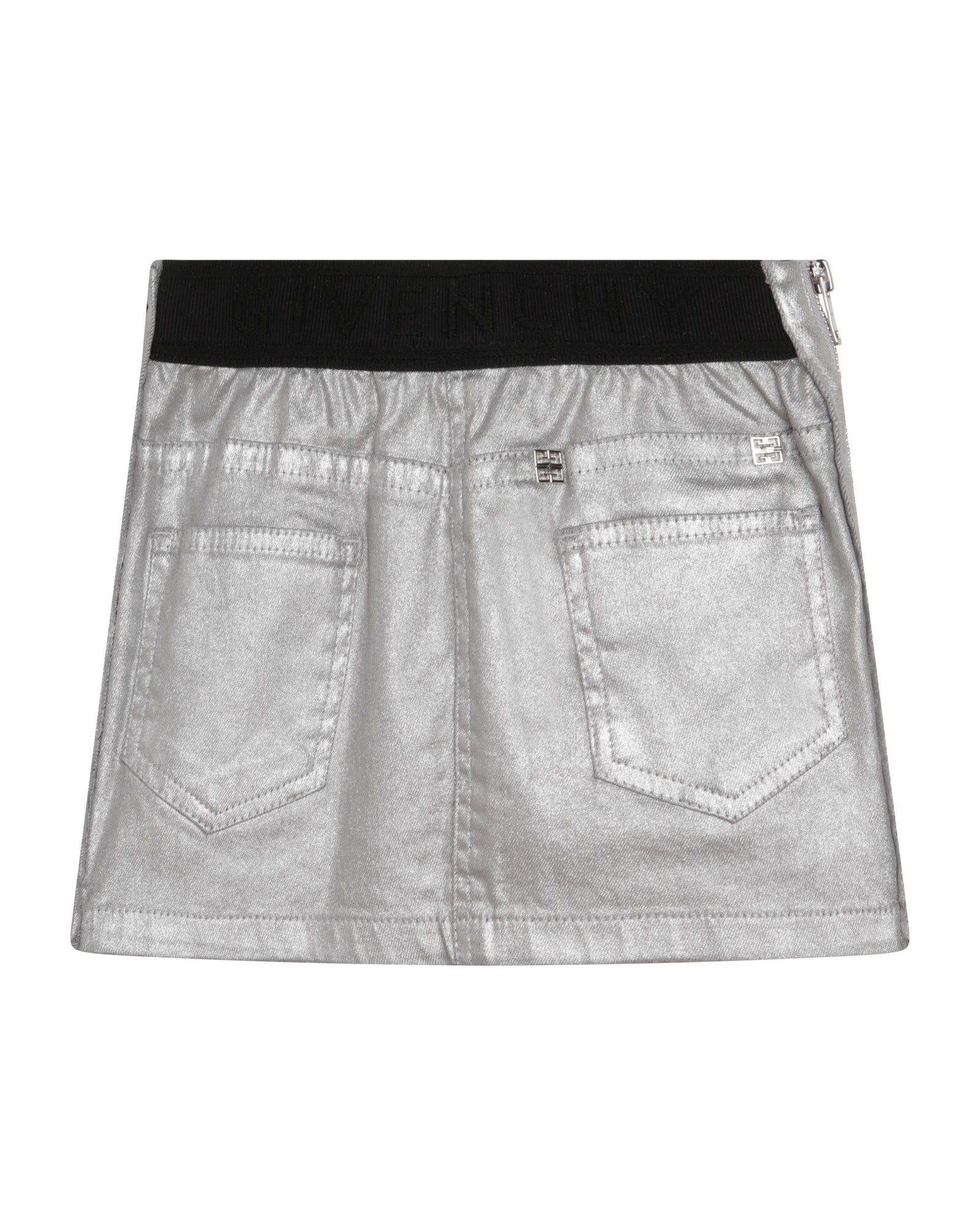 Short sparkling denim skirt - Silver
