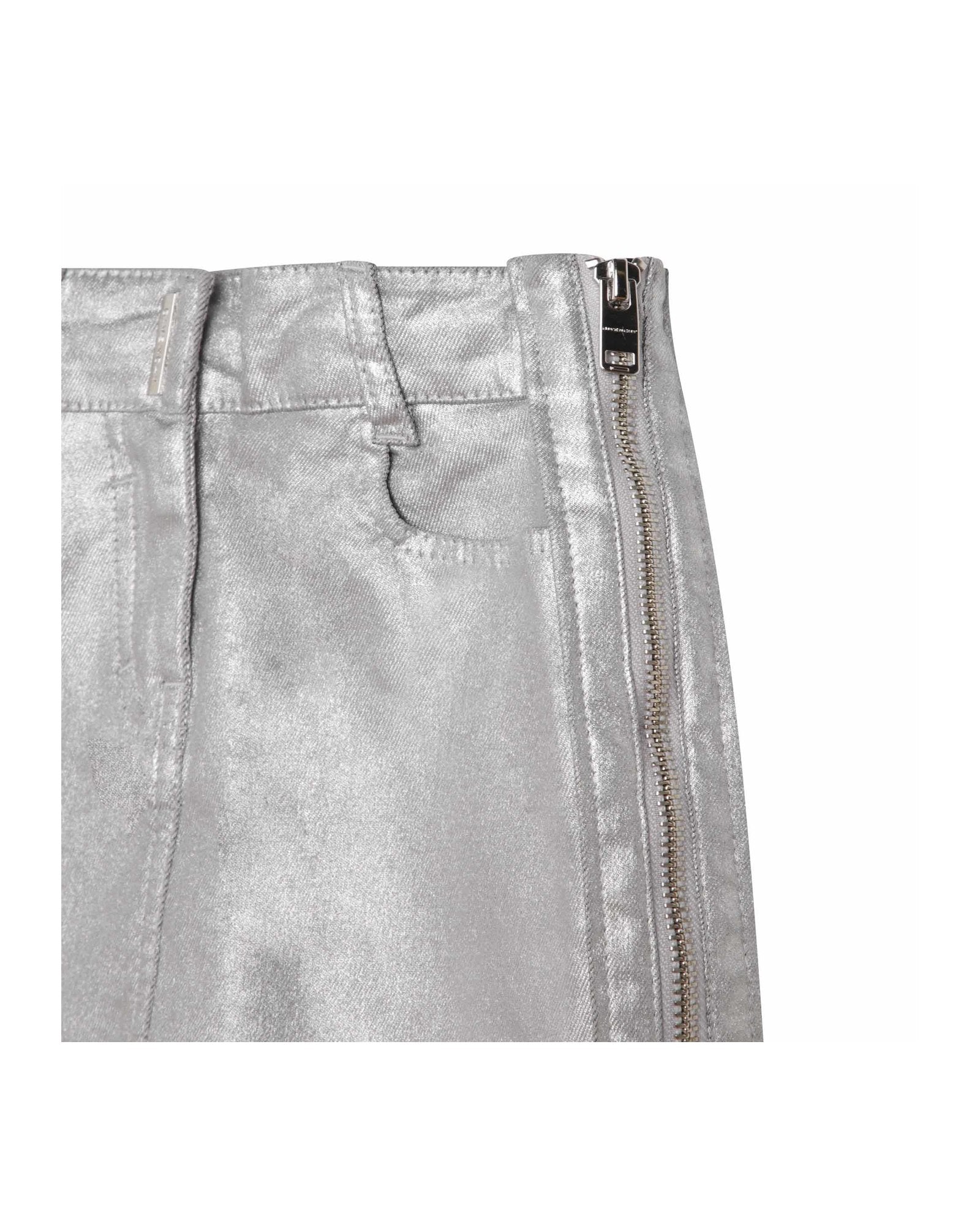 Short sparkling denim skirt - Silver