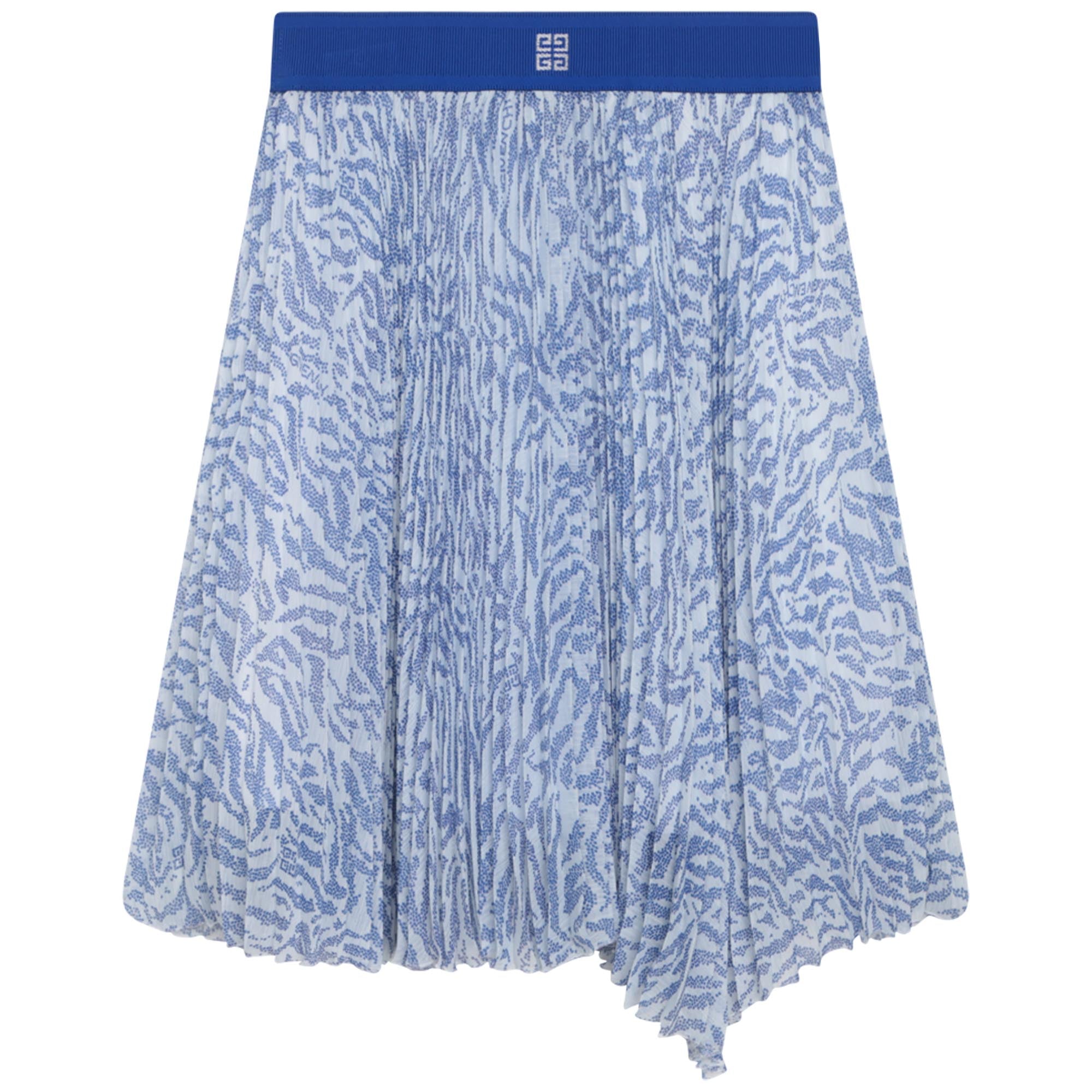 Jupe asymétrique en voile plissé imprimé zebra - Unique
