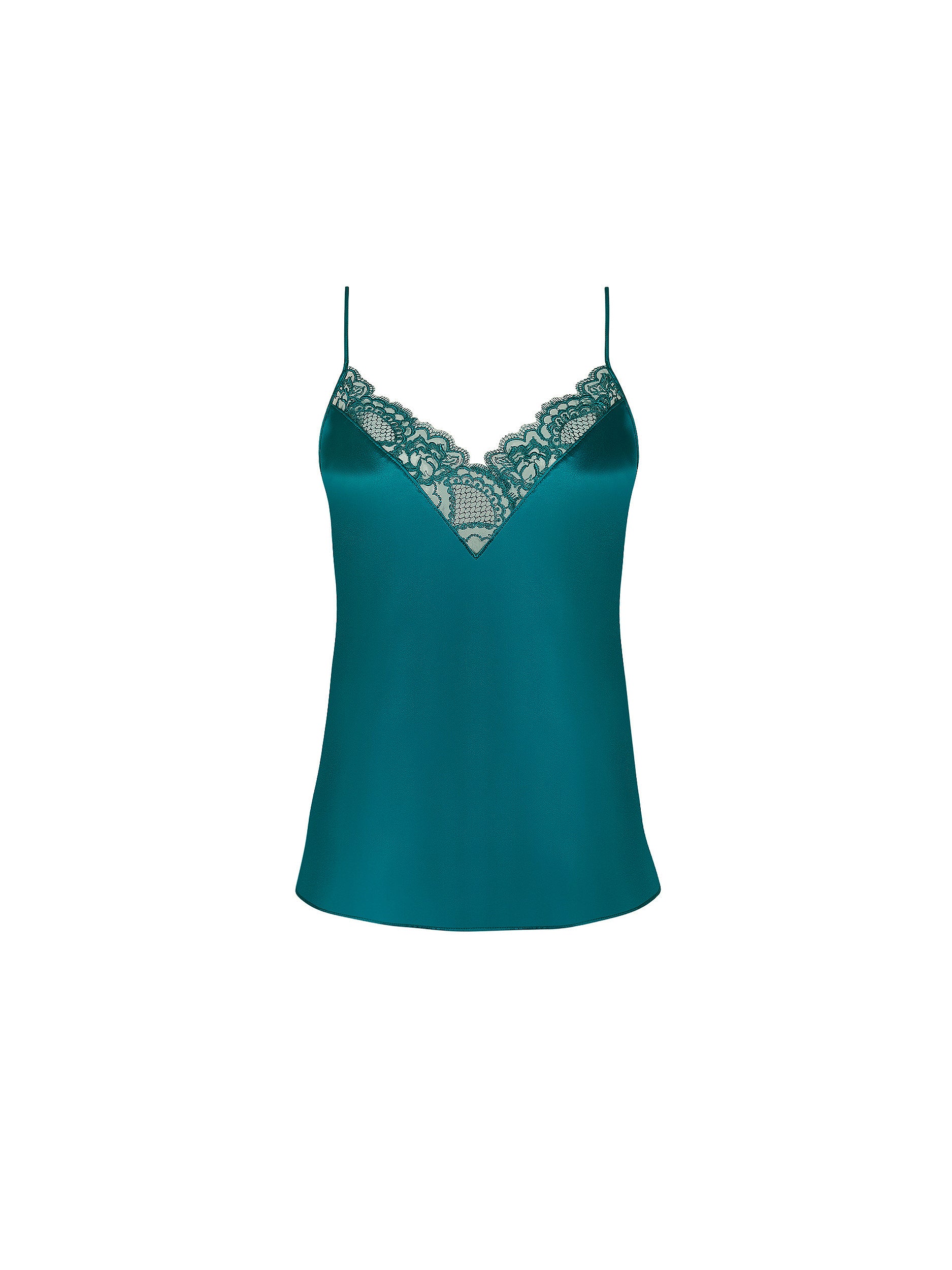 Caraco Sublime en dentelle en soie - Vert Princesse