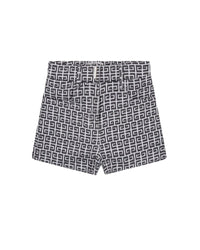 Short jacquard ceinturé - Noir blanc