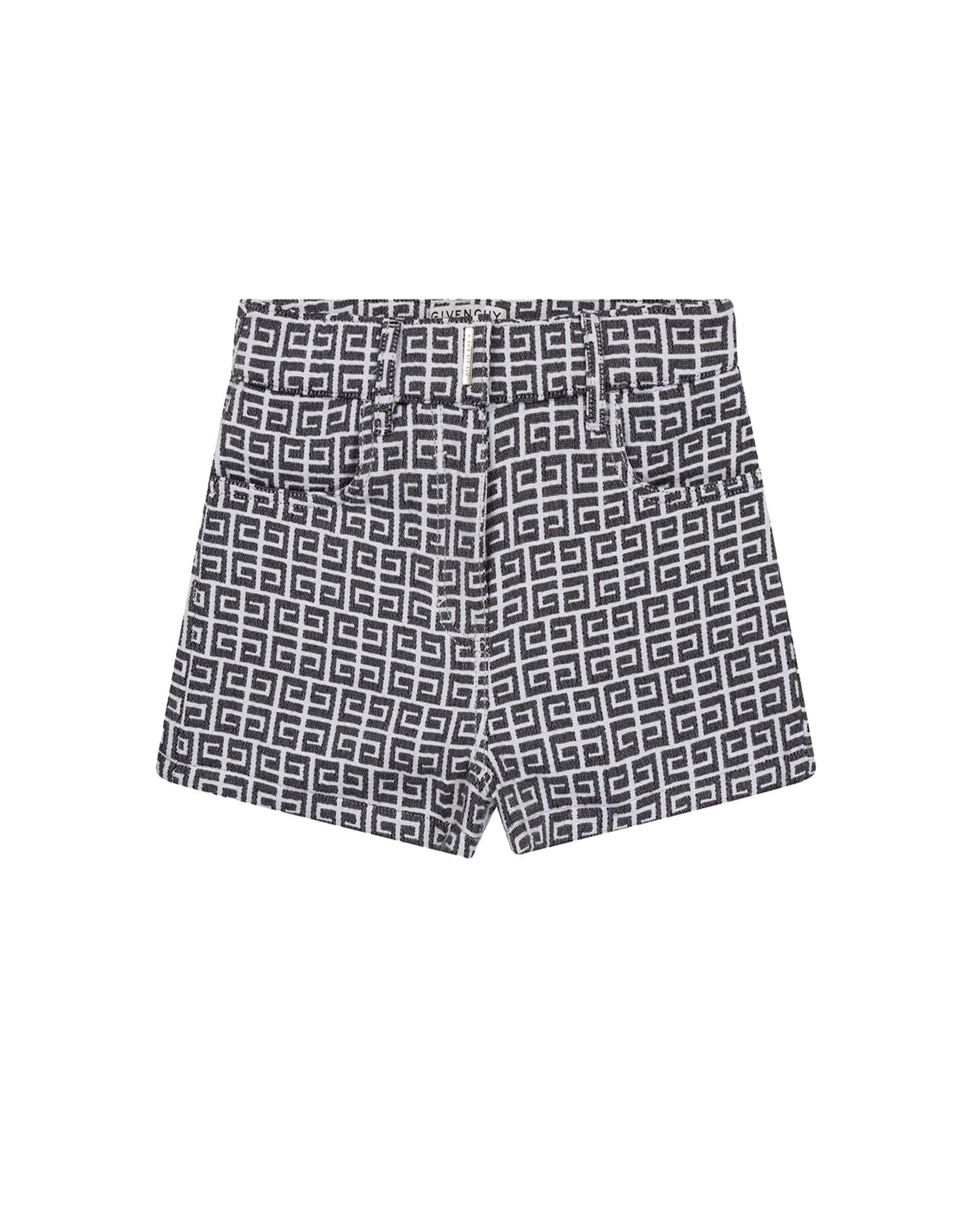 Short jacquard ceinturé - Noir blanc