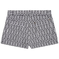 Short jacquard ceinturé - Noir blanc