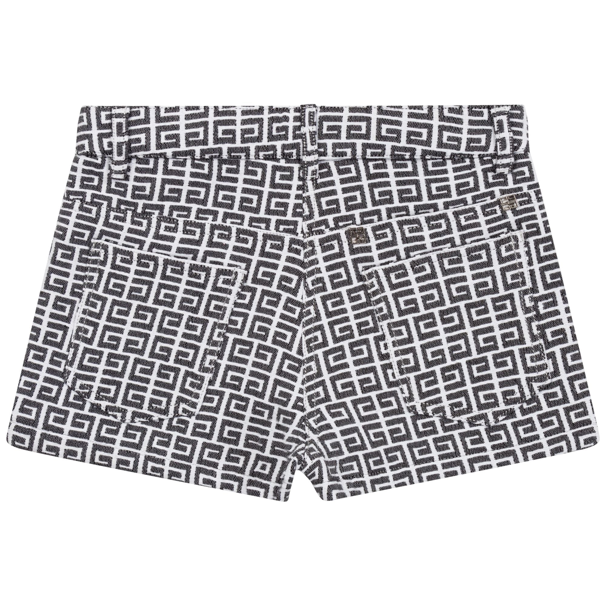 Short jacquard ceinturé - Noir blanc