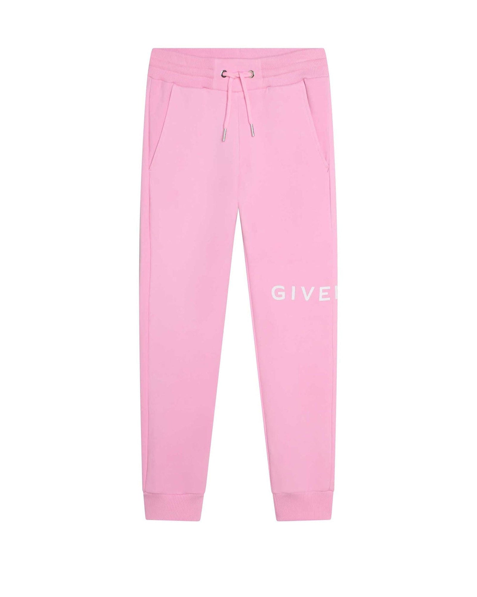 Pantalon liens de serrage en molleton - Rose friandise