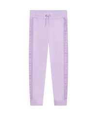 Pantalon molleton avec détails bandes dentelle - Mauve