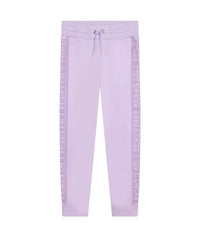 Pantalon molleton avec détails bandes dentelle - Mauve