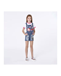Salopette courte en coton - Denim blue