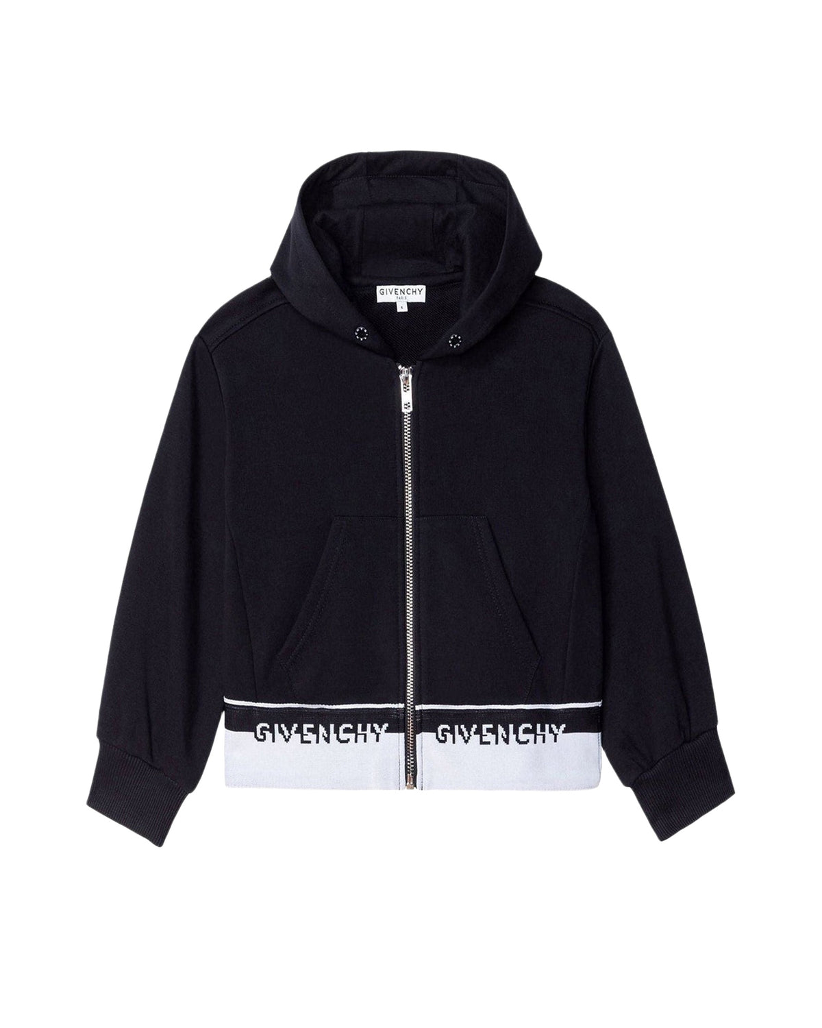 Cardigan à capuche bande tricot - Black