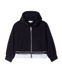 Cardigan à capuche bande tricot - Black