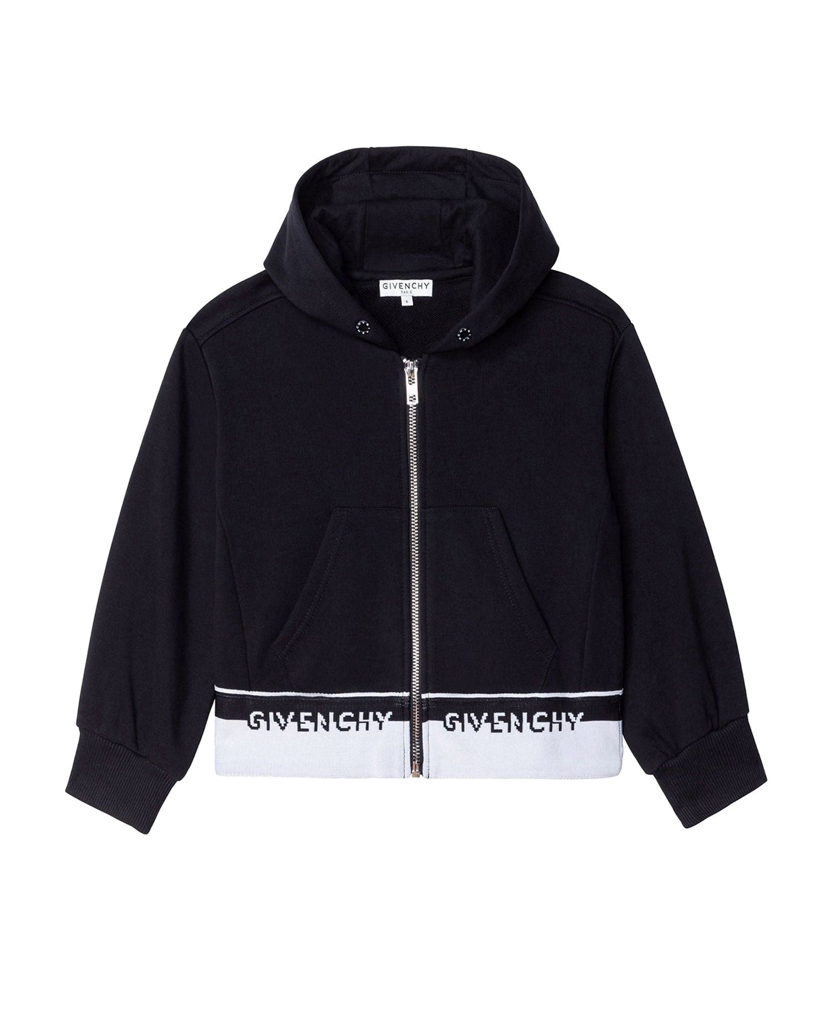 Cardigan à capuche bande tricot - Black