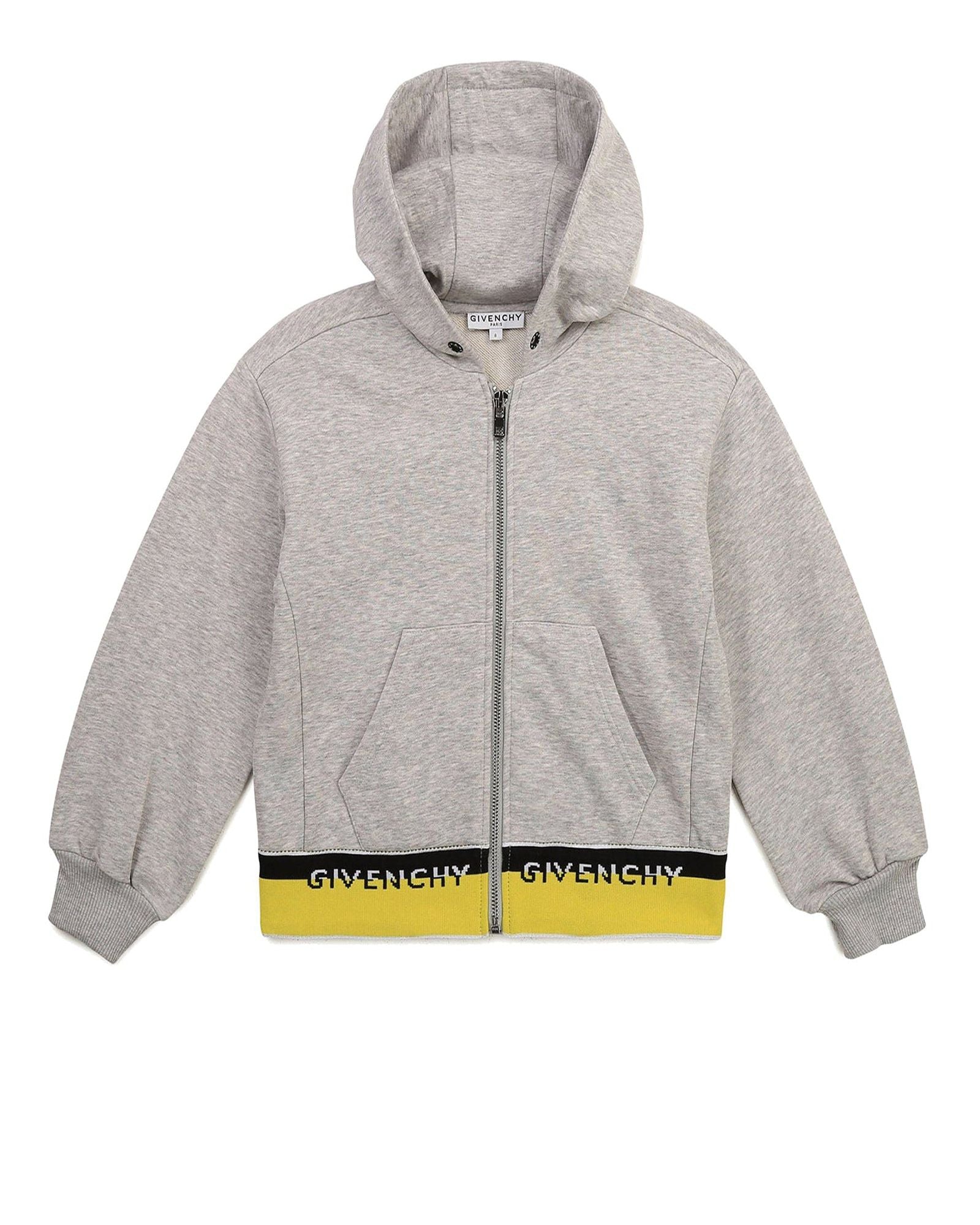 Cardigan à capuche bande tricot - Gris chiné