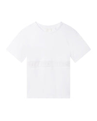 Robe à manches courtes bande en coton - Blanc