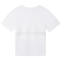Robe à manches courtes bande en coton - Blanc