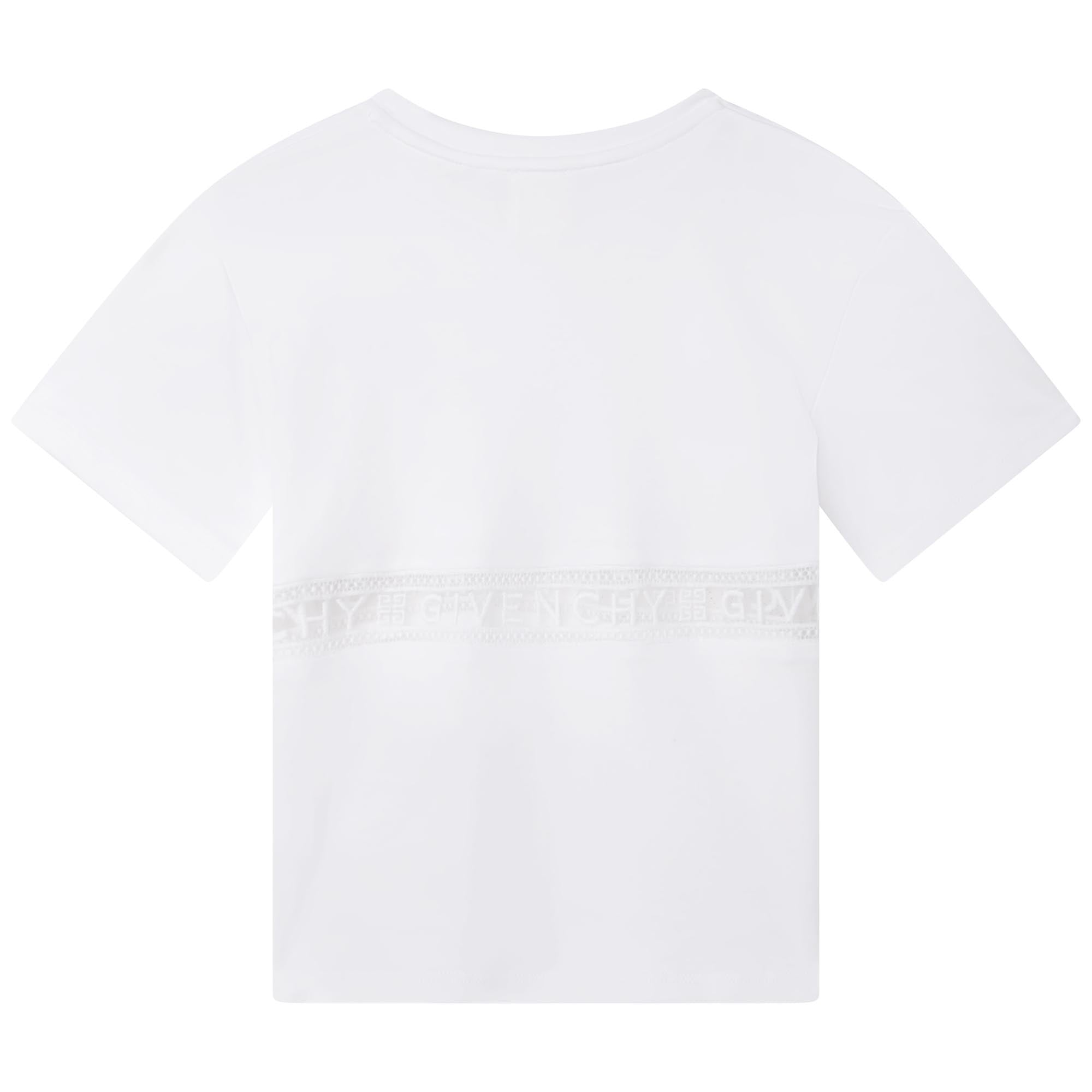 Robe à manches courtes bande en coton - Blanc