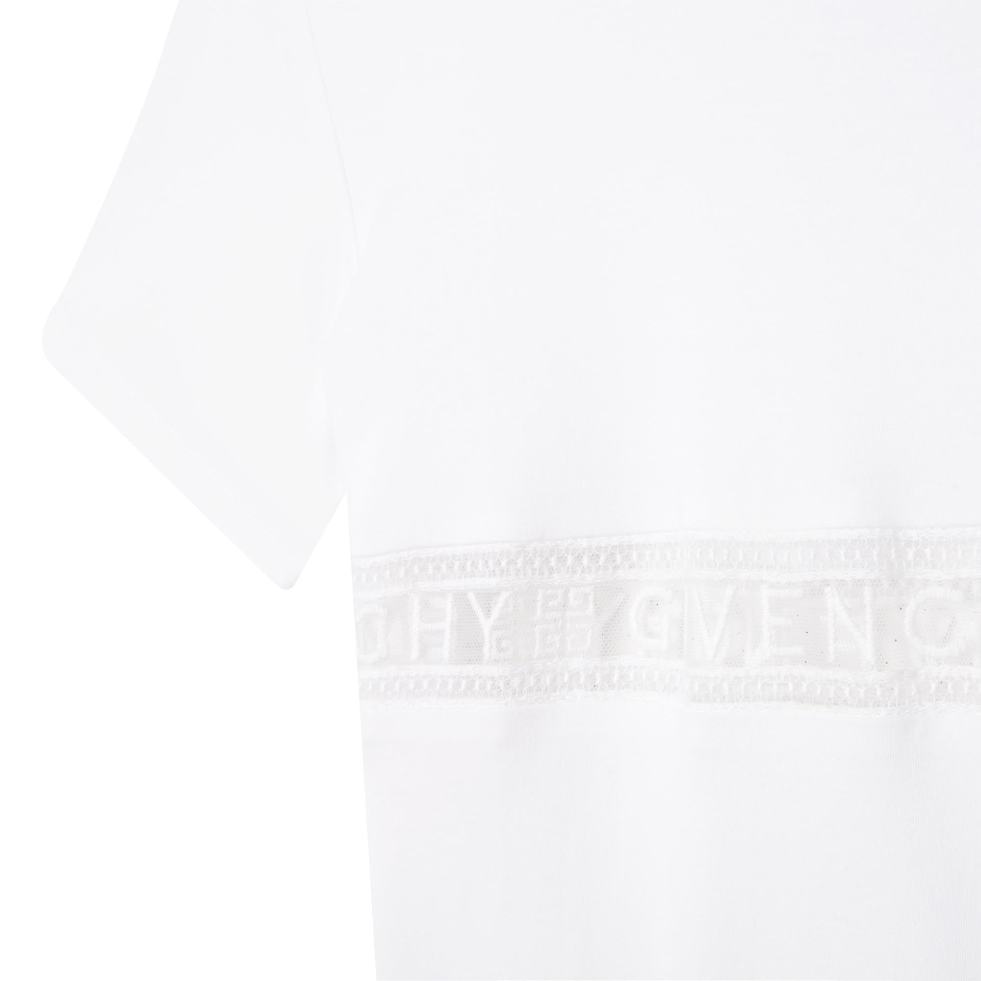 Robe à manches courtes bande en coton - Blanc