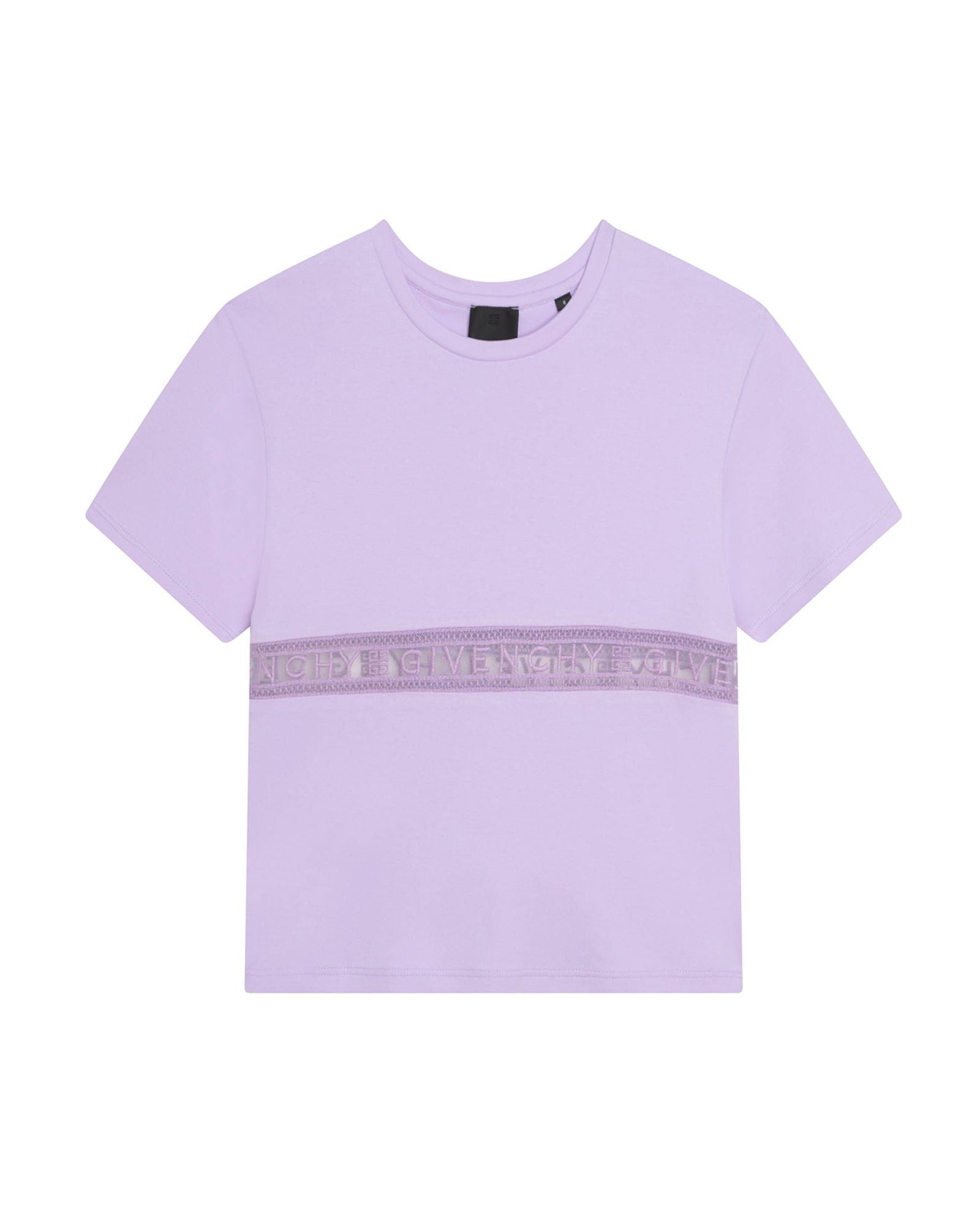 Robe à manches courtes bande en coton - Mauve