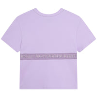 T-shirt avec bande en transparence - Mauve
