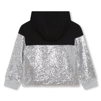 Sweatshirt à capuche en molleton et sequins métallisés - Black