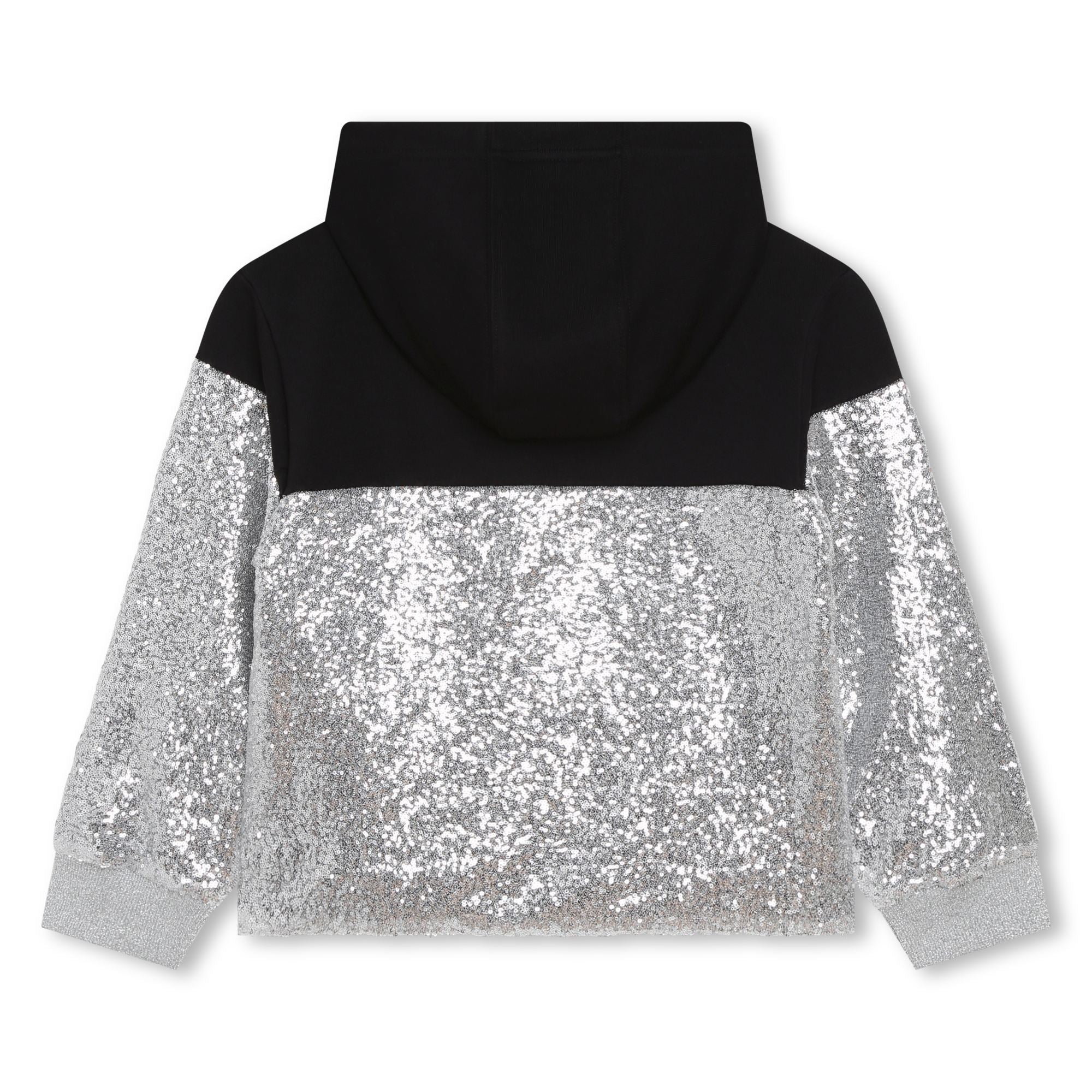 Sweat à capuche en molleton et sequins métallisés - Black